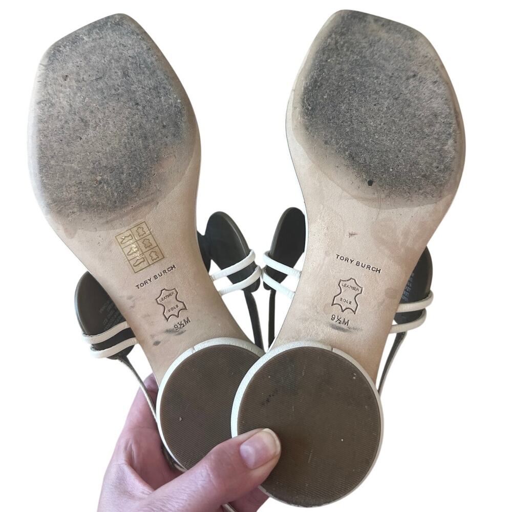 Tory Burch Marquetry Disk Sandal Cream Toasted Sesame 9.5 - Picture 6 of 13